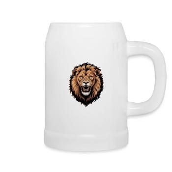 Lion vectoriel enflammé - Chope en céramique - blanc - Droite