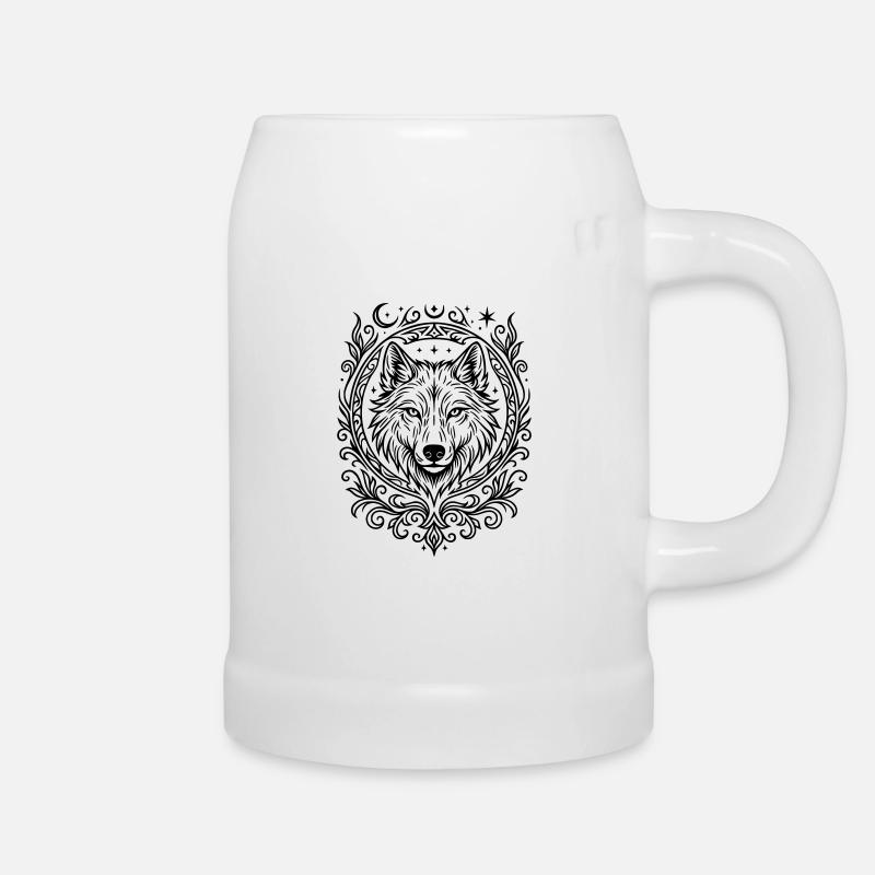 Wolfskopf - Bierkrug - Weiß