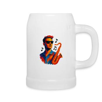 Jazz – Saxophon – Musik - Bierkrug - Weiß - Rechts