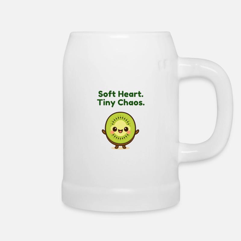 Softe Herz Tiny Chaos Kiwi - Bierkrug - Weiß