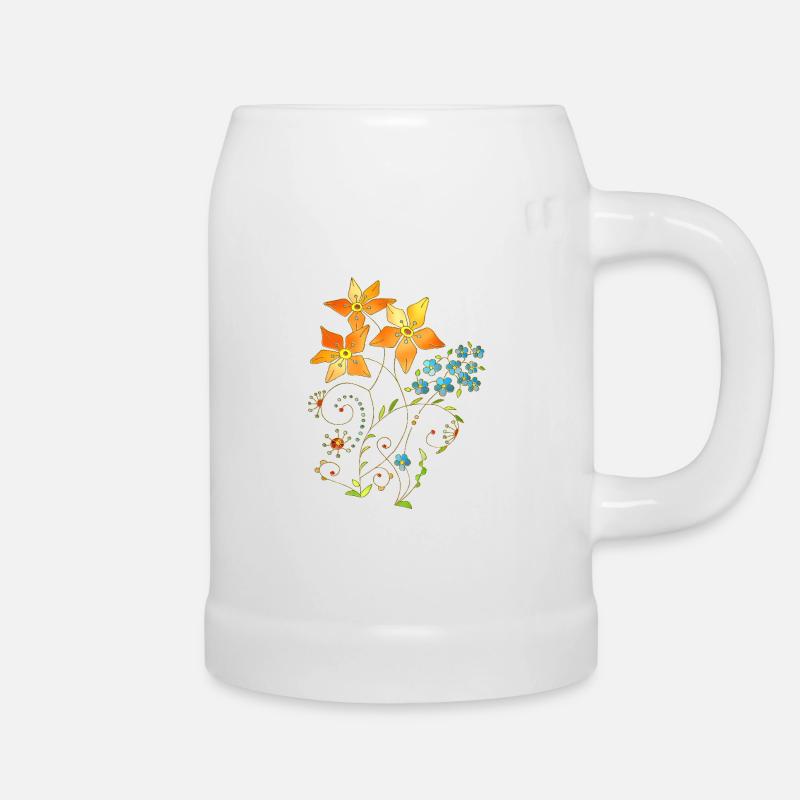 Flowers - Beer Mug - white