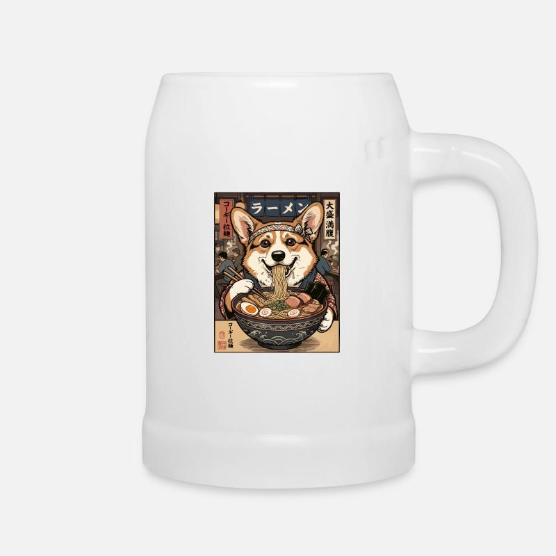 Corgi Ramen Feast in Nippon - Beer Mug - white