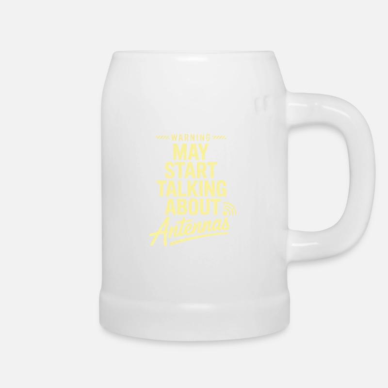 Retro Tech Satire Antenna Talk Poster - Beer Mug - white