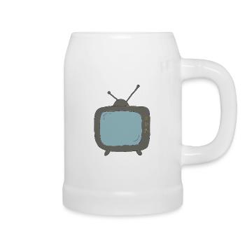 fernseher comicstyle - Bierkrug - Weiß - Rechts