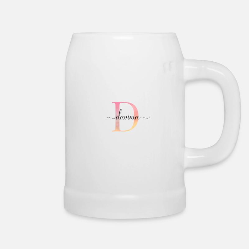 D| Monogramme | Nom | DaviniaAquarelle - Chope en céramique - blanc