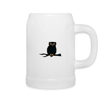 Hibou d’Halloween - Chope en céramique - blanc - Droite