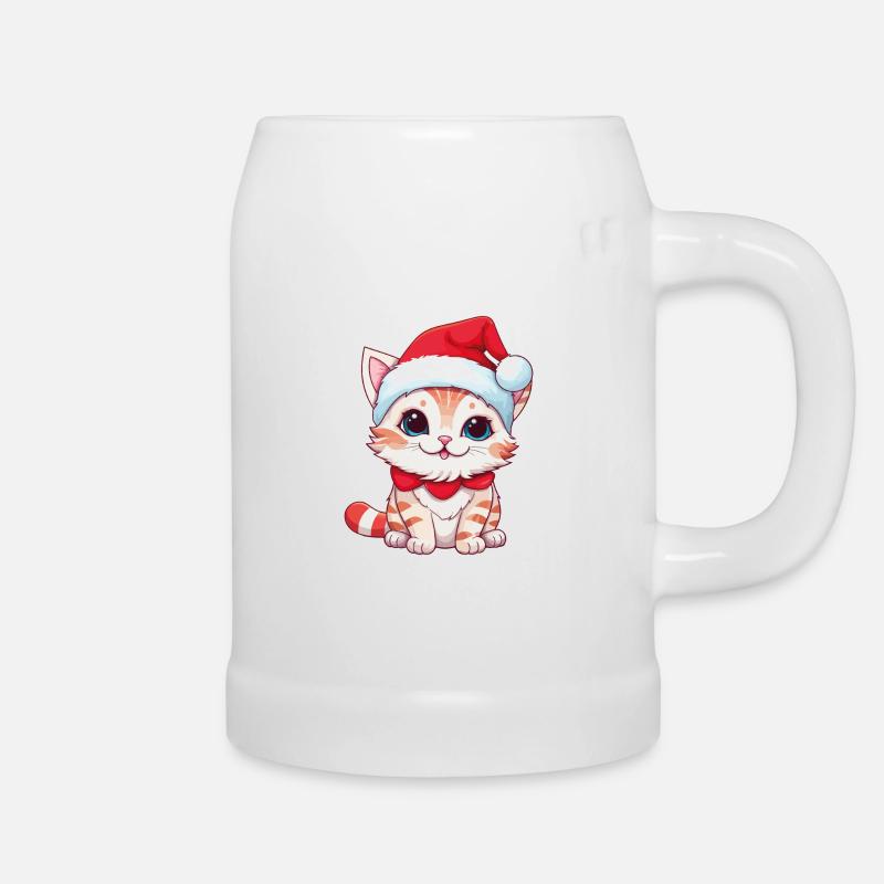 Chat Noël Noël Chat Mignon Joyeux Catmas - Chope en céramique - blanc