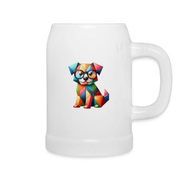 Abstract Baby Dog with Glasses - Beer Mug - white - Right