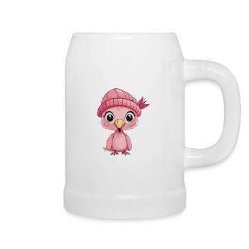 Flamingo Süß Niedlich Baby Kinder Tier Cartoon - Bierkrug - Weiß - Rechts