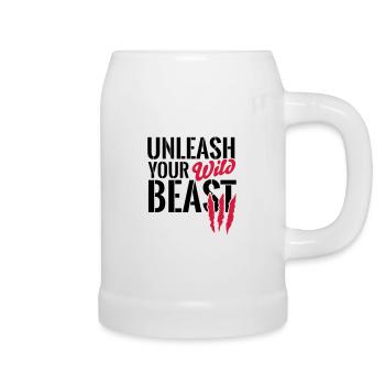Unleash your beast - Beer Mug - white - Right