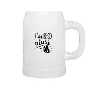 I'm 69 plus 1, middle finger 70th birthday - Beer Mug - white - Right