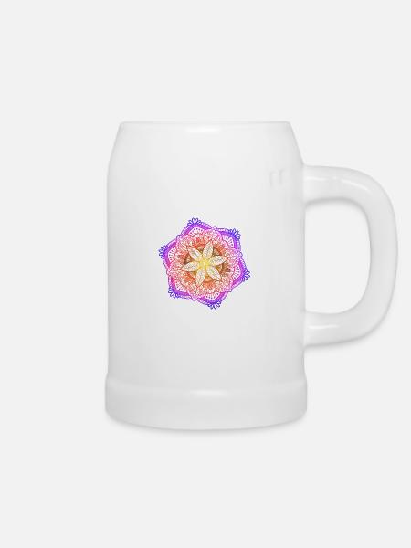 Mandala - Bierkrug - Weiß