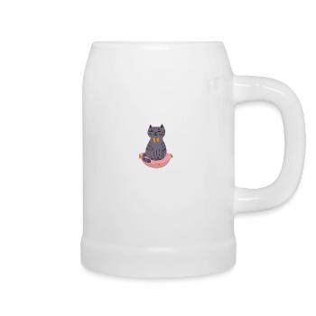 Lustige Katze - Bierkrug - Weiß - Rechts
