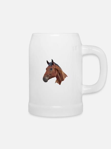 Pferd Poly - Bierkrug - Weiß