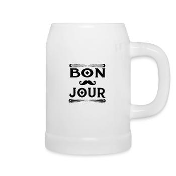Bon Jour - Chope en céramique - blanc - Droite