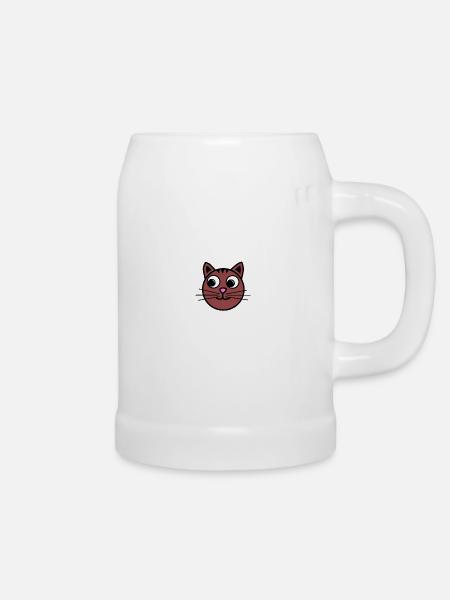 Braune Katze - Bierkrug - Weiß