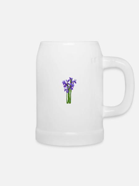 Blumen Frühling Iris Schwertlilien - Geschenkidee - Bierkrug - Weiß