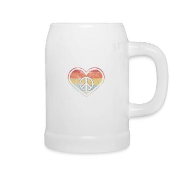 Hippie Heart | Hippies Peace Sign Love Gift - Beer Mug - white - Right
