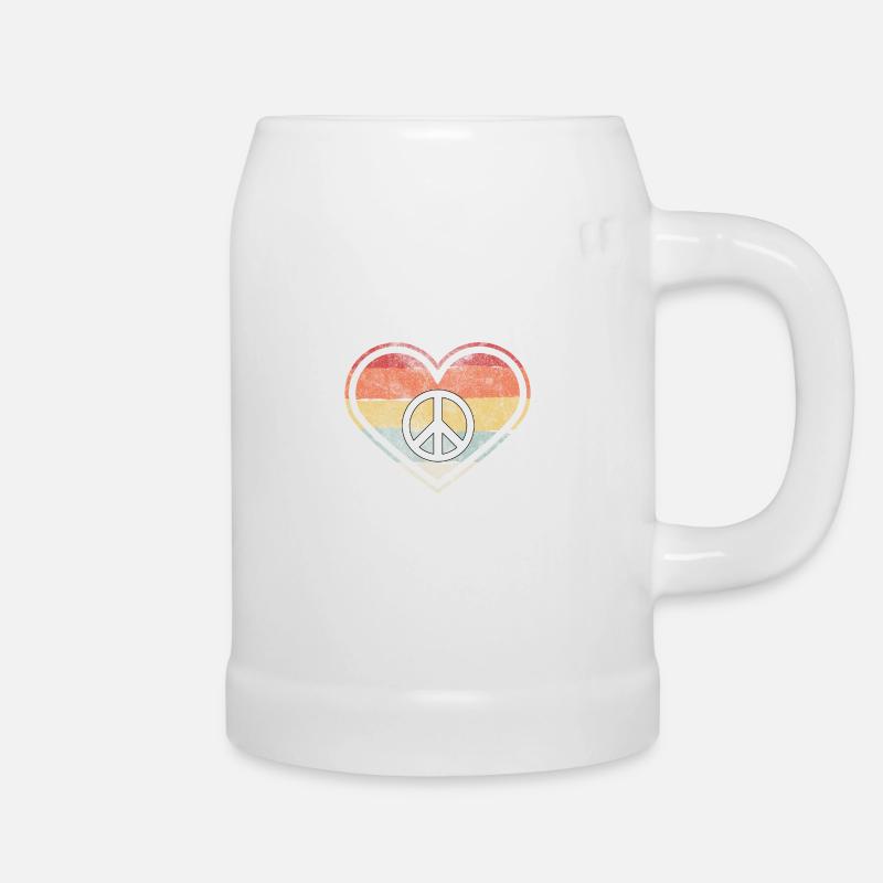 Hippie Herz | Hippies Peace-Zeichen Liebe Geschenk - Bierkrug - Weiß