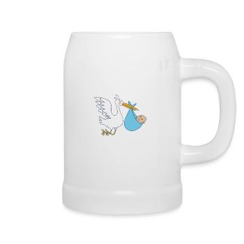 Hebamme Baby Storch | Hebammen Beruf Geschenkideen - Bierkrug - Weiß - Rechts