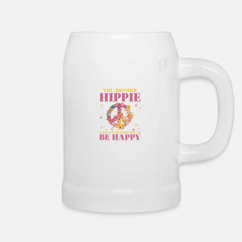 Hippie Peace | Karneval Kostüm Hippies Geschenk - Bierkrug - Weiß