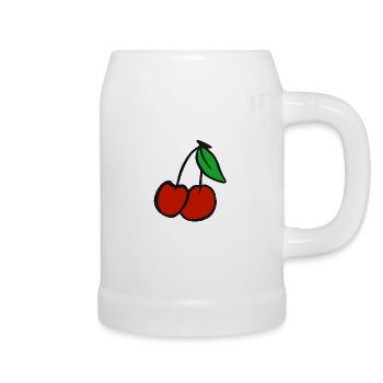 Cherry fruit cherries orchard healthy fruit - Beer Mug - white - Right