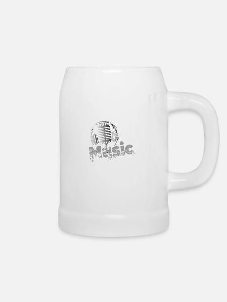 Music ... Mikrophon Musiker - Bierkrug - Weiß