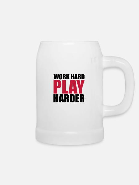 Work Hard - Bierkrug - Weiß