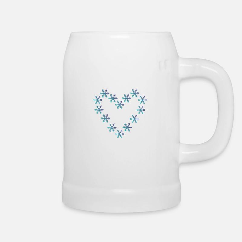 Snowflake Heart - Beer Mug - white