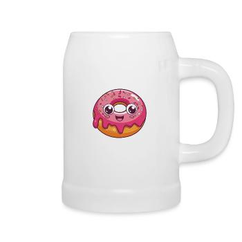 Donut drôle avec visage - Chope en céramique - blanc - Droite