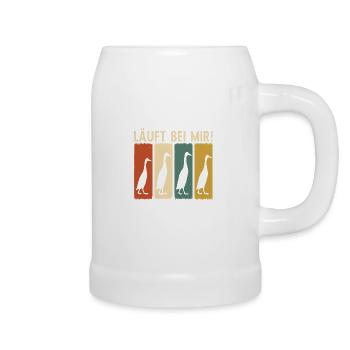 Laufenten - Läuft bei mir - Laufenten Retro Design - Bierkrug - Weiß - Rechts
