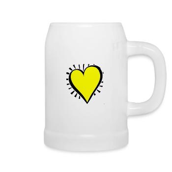 Herz gelb Geschenkidee Liebe Sonne - Bierkrug - Weiß - Rechts