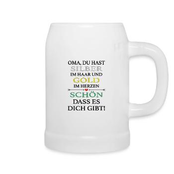Oma Geburtstag Geschenk Enkel Kinder Enkelkinder - Bierkrug - Weiß - Rechts