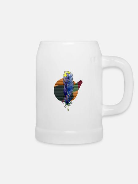 Bunte Feder - Bierkrug - Weiß