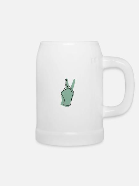 peace hand green - Bierkrug - Weiß
