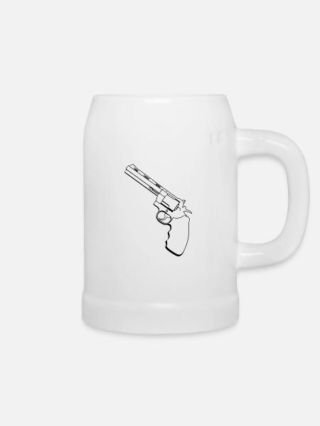 Revolver / Pistole - Bierkrug - Weiß