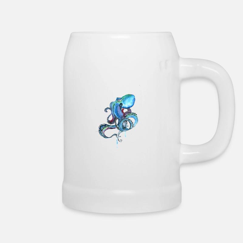 kraake oktopus tentakal illu fisch tintenfisch ora - Bierkrug - Weiß