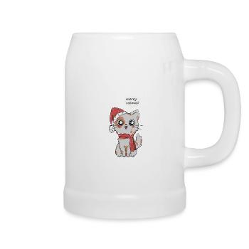 Katzen Weihnachten - Bierkrug - Weiß - Rechts