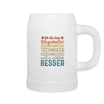 kein Klugscheißer coole lustige Sprüche Techniker - Bierkrug - Weiß - Rechts