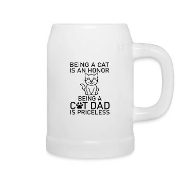 Chat Katze - Chope en céramique - blanc - Droite
