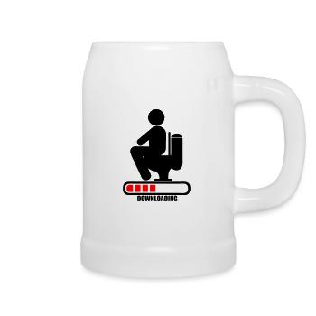 chier toilette caca downloading barre chargement - Chope en céramique - blanc - Droite