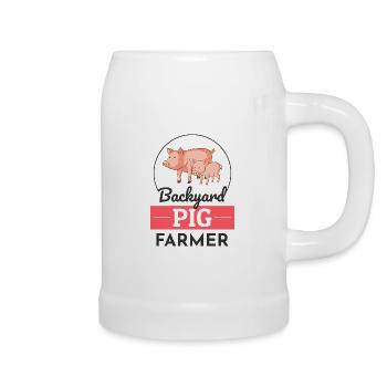 Hinterhof Schweine Bauer Tierhaltung Bauernhof Lustig - Bierkrug - Weiß - Rechts