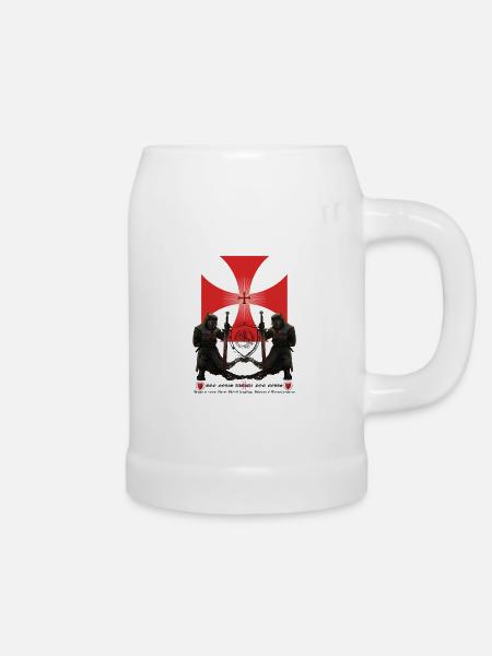 Templer mit Tatzenkreuz - Bierkrug - Weiß