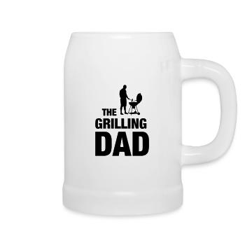 Papa grillen Vater Grillkönig Grillmeister lustig - Bierkrug - Weiß - Rechts