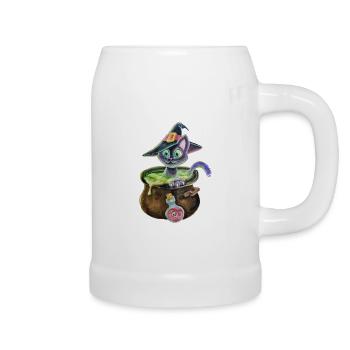 Witch cat in a pot - Beer Mug - white - Right
