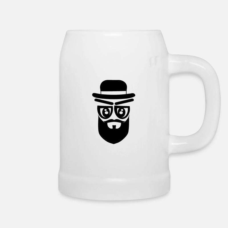 Gesicht mit Hut und Bart - Bierkrug - Weiß