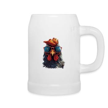 Drôle de poulet avec des lunettes de soleil - Chope en céramique - blanc - Droite