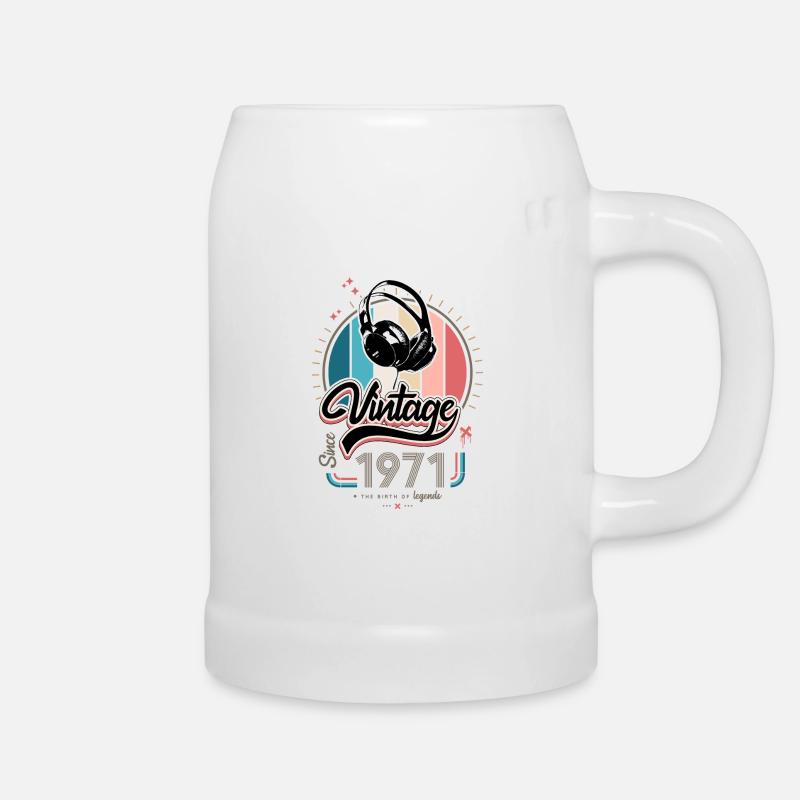 Vintage seit 1971 Kopfhörer - Bierkrug - Weiß