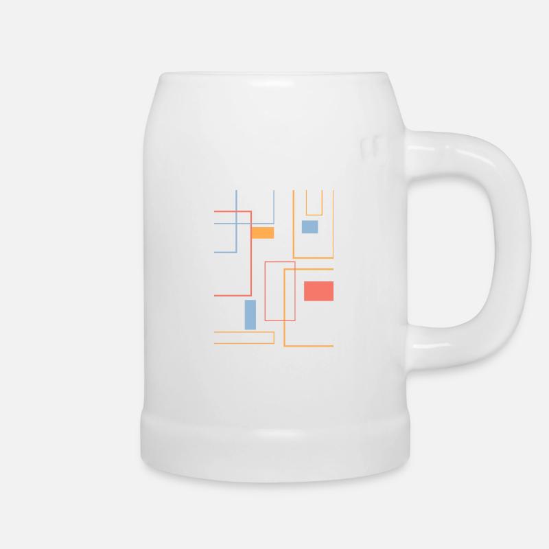Modern, geometrisch, minimalistisch, abstrakt und farbenfroh - Bierkrug - Weiß