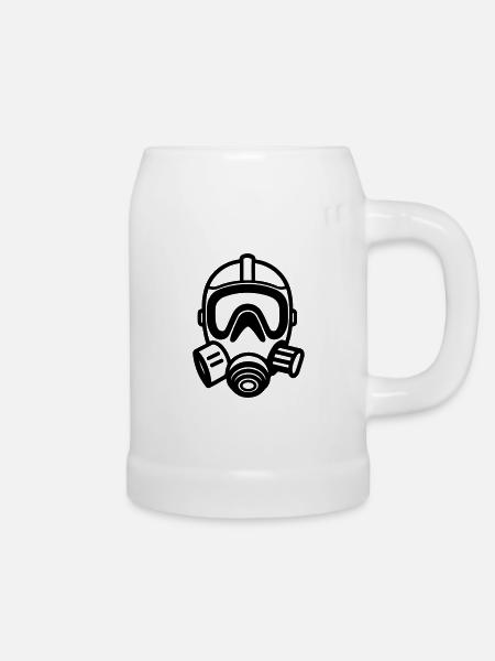 Gasmaske - Bierkrug - Weiß